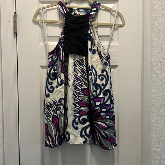 Sake 5th Ave Halter Silk Tank - Nice White Purple Tank Top - Size Small - Picture 1 of 6